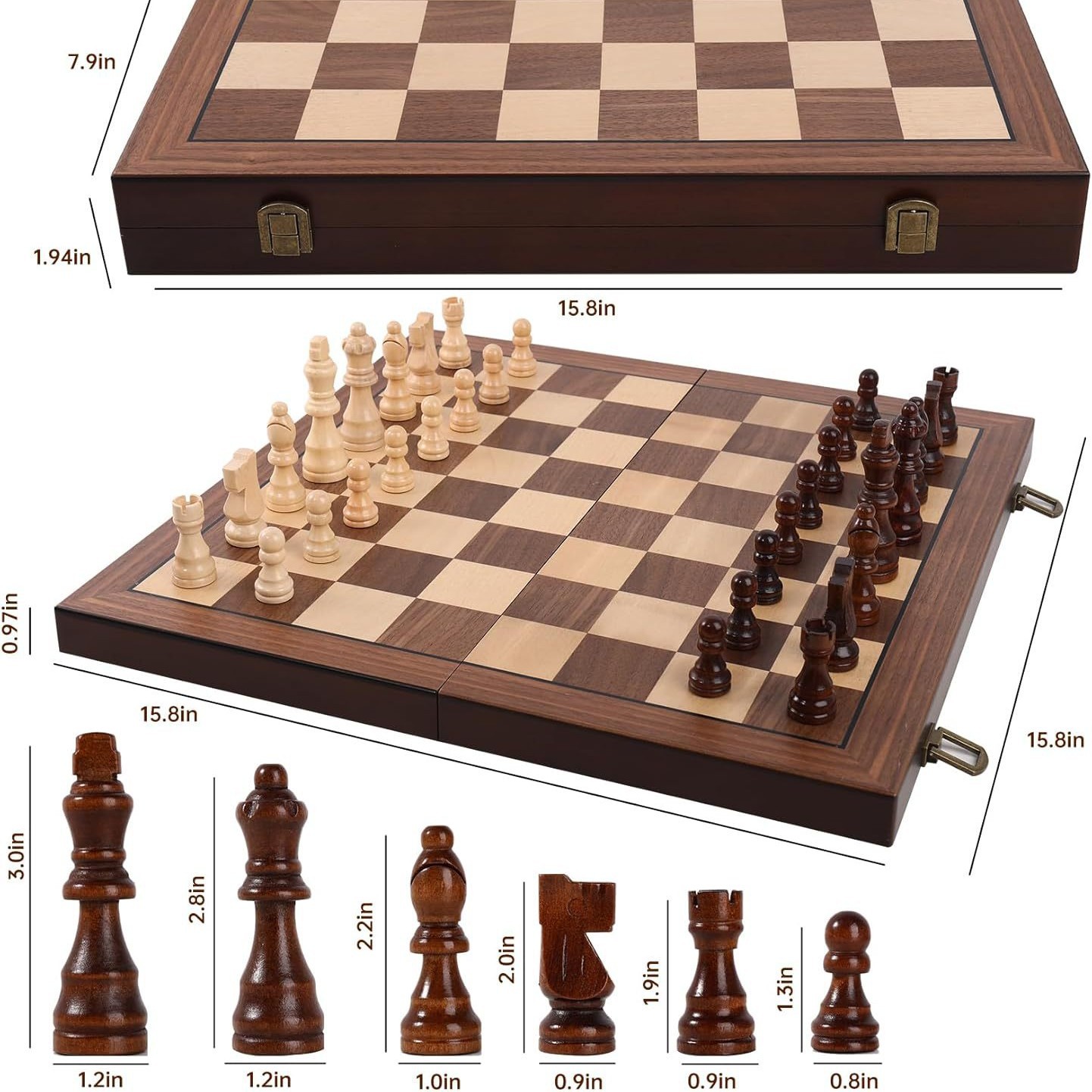 Chess Set Wooden - Jeu d'échecs en placage de bois,