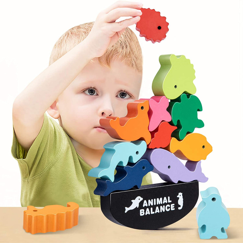 Board Game With Questions - Nouveaux enfants Montessori blocs d'équilibre animaux