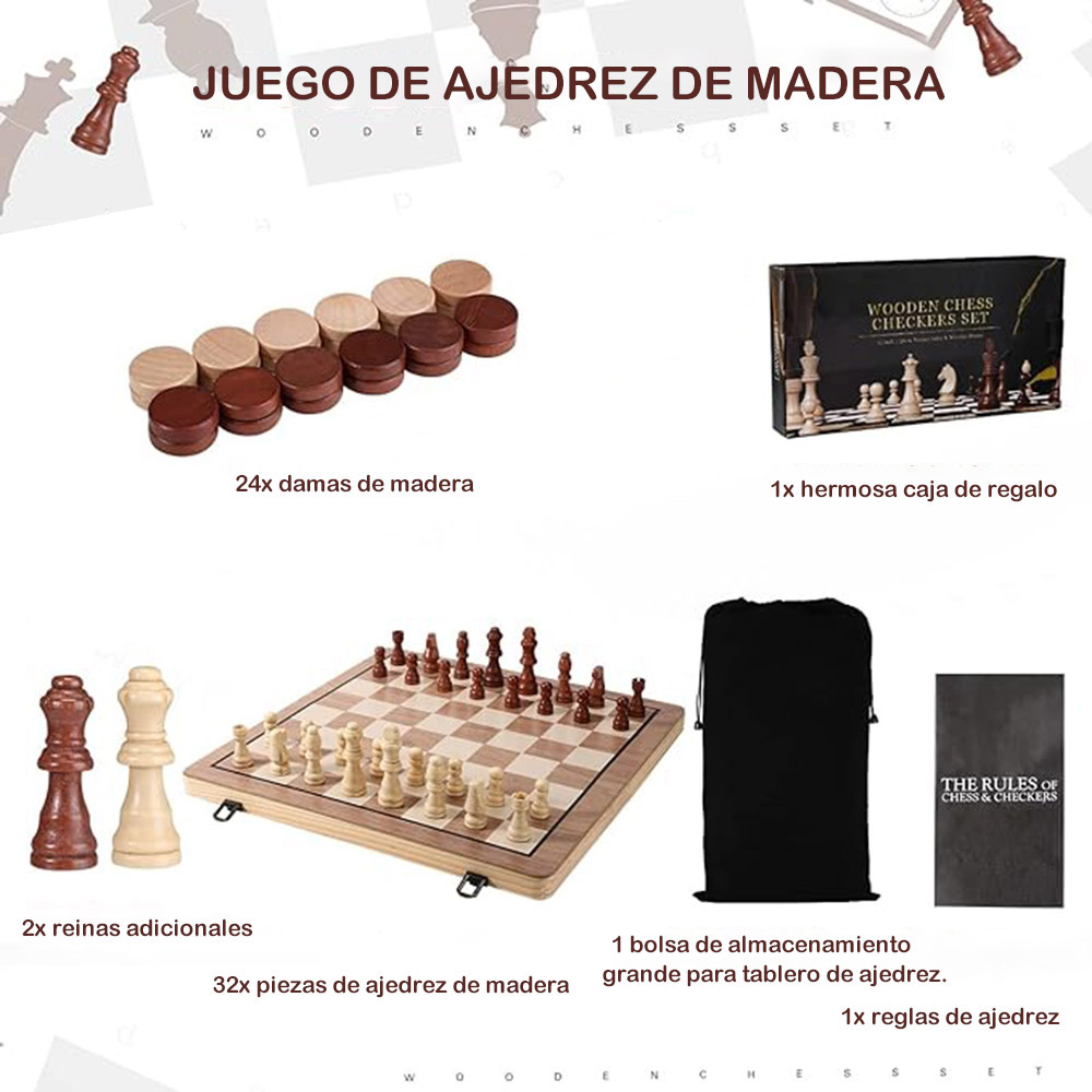 Jeu d'échecs en bois de 39 cm, - Chess Set Wooden avis et prix
